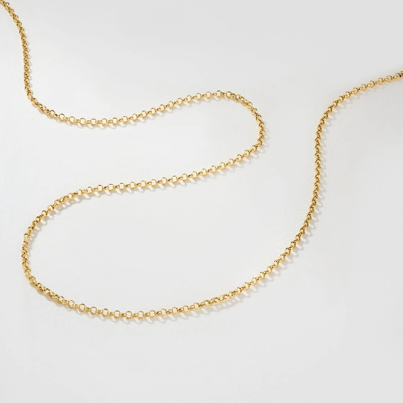 Rolo Chain Necklace | 14K Gold Rolo Link Chain Necklace| Varto Jewelry