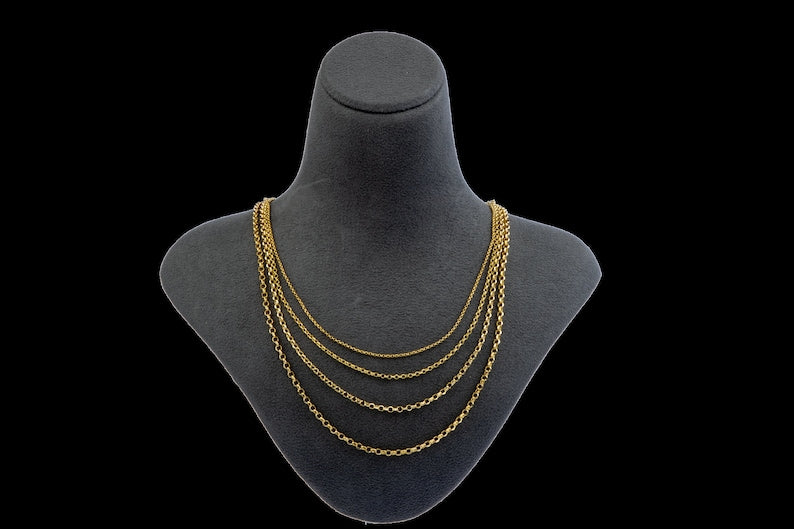 Rolo Chain Necklace | 14K Gold Rolo Link Chain Necklace| Varto Jewelry