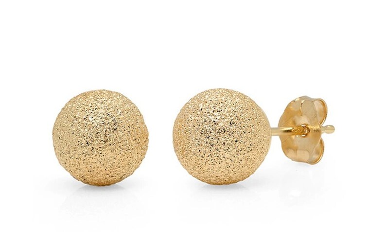 Gold Ball Stud Earrings |14K Solid Yellow Gold Stardust| Varto Jewelry