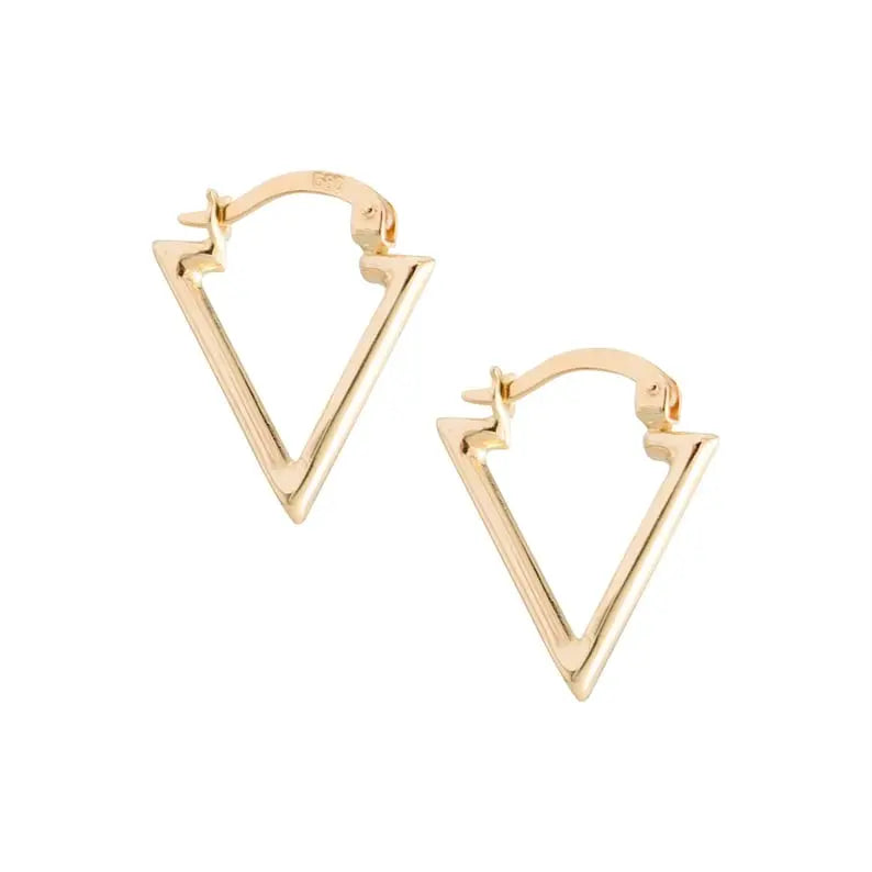 Triangle Hoop Earrings | Solid 14K Gold Hoop Earrings | Varto Jewelry