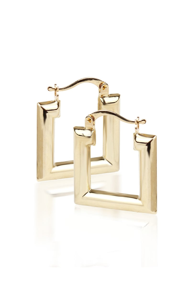 14k Solid Gold Square Geometric Hoop Earrings - My Store