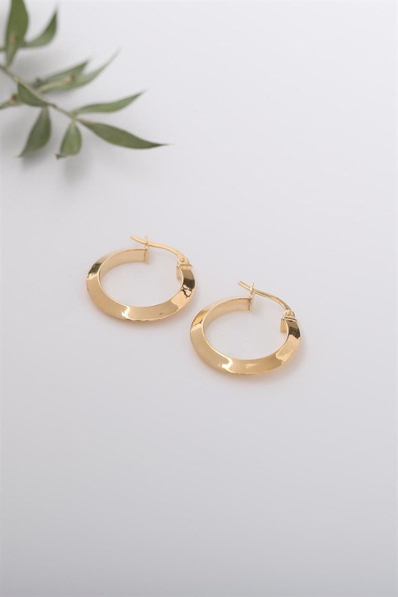 Yellow Gold Hoop Earrings | 14K Twisted Hoop Earrings | Varto Jewelry