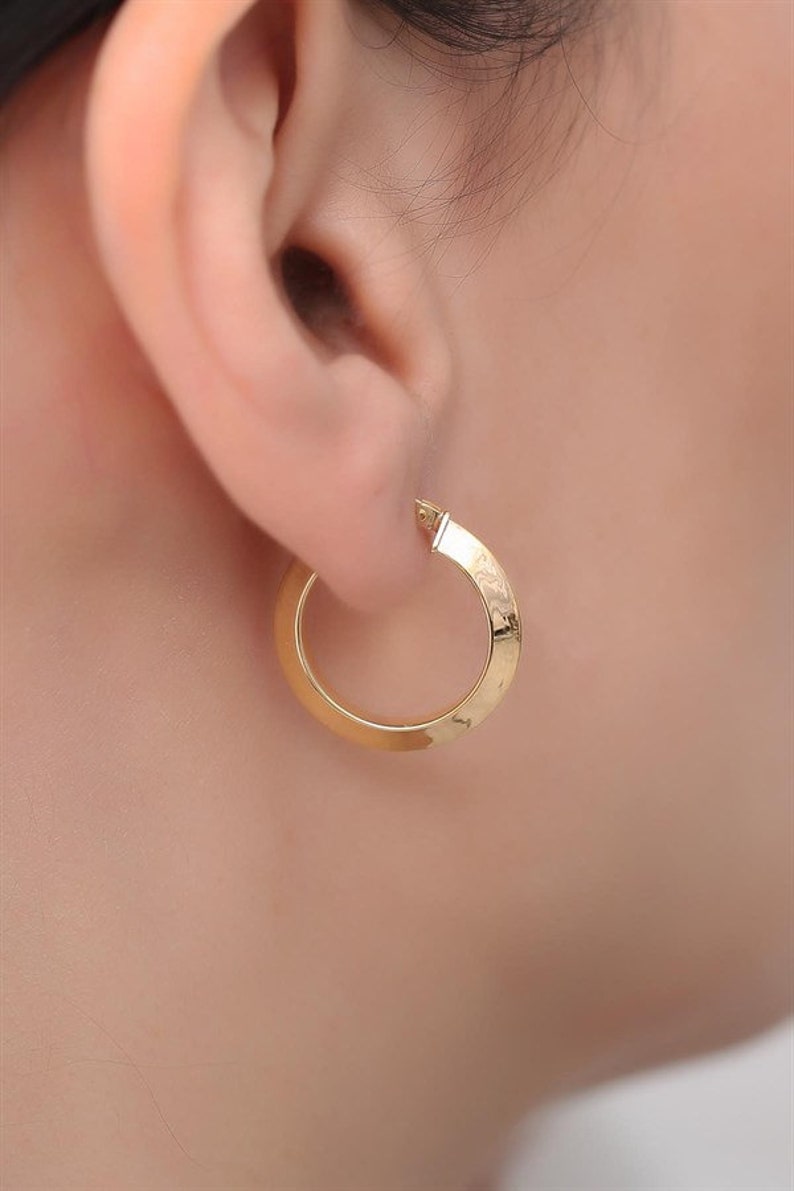 Yellow Gold Hoop Earrings | 14K Twisted Hoop Earrings | Varto Jewelry