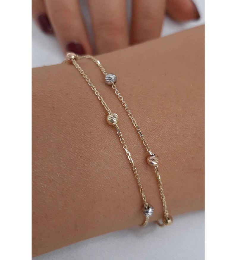 Double Chain Gold Bracelet | 14K Double Wrap Bracelet | Varto Jewelry