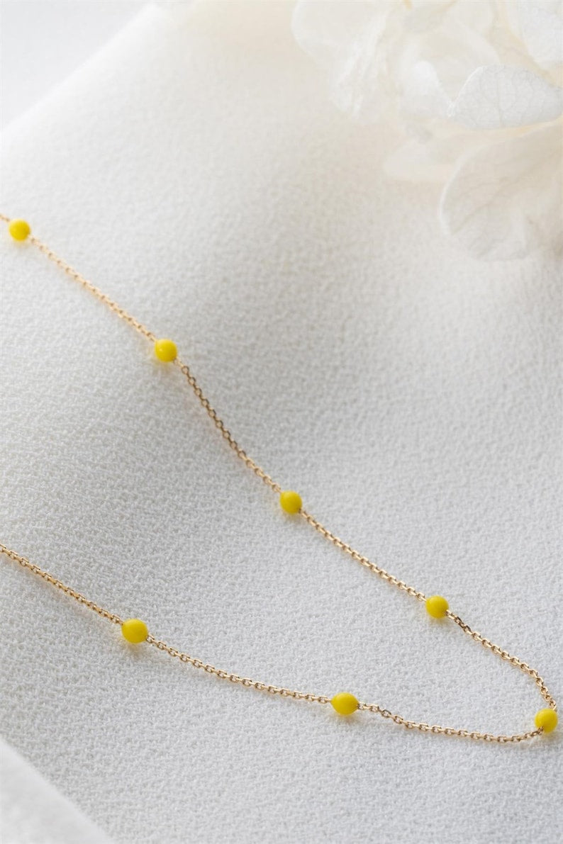 14k Gold Choker Necklace | Dainty Bead Chain Choker | Varto Jewelry