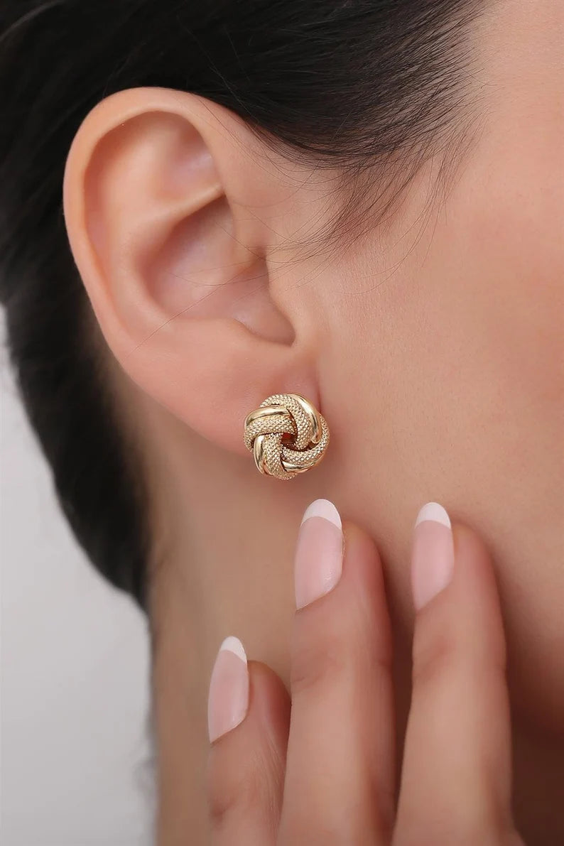 Gold Stud Earrings For Women | Gold Pushback Earrings | Varto Jewelry