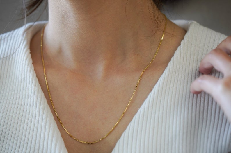 Layered Chain Necklace | 14K Gold Box Chain Necklace | Varto Jewelry