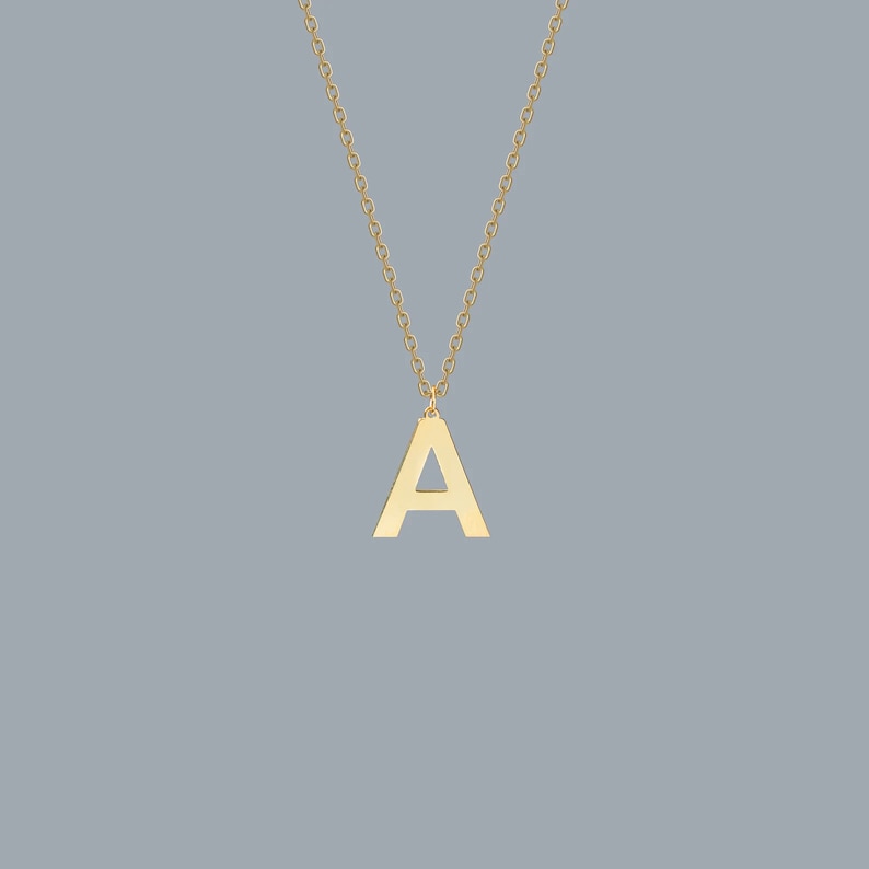 Gold Pendant Initial Necklace | 14K Letter Necklace | Varto Jewelry