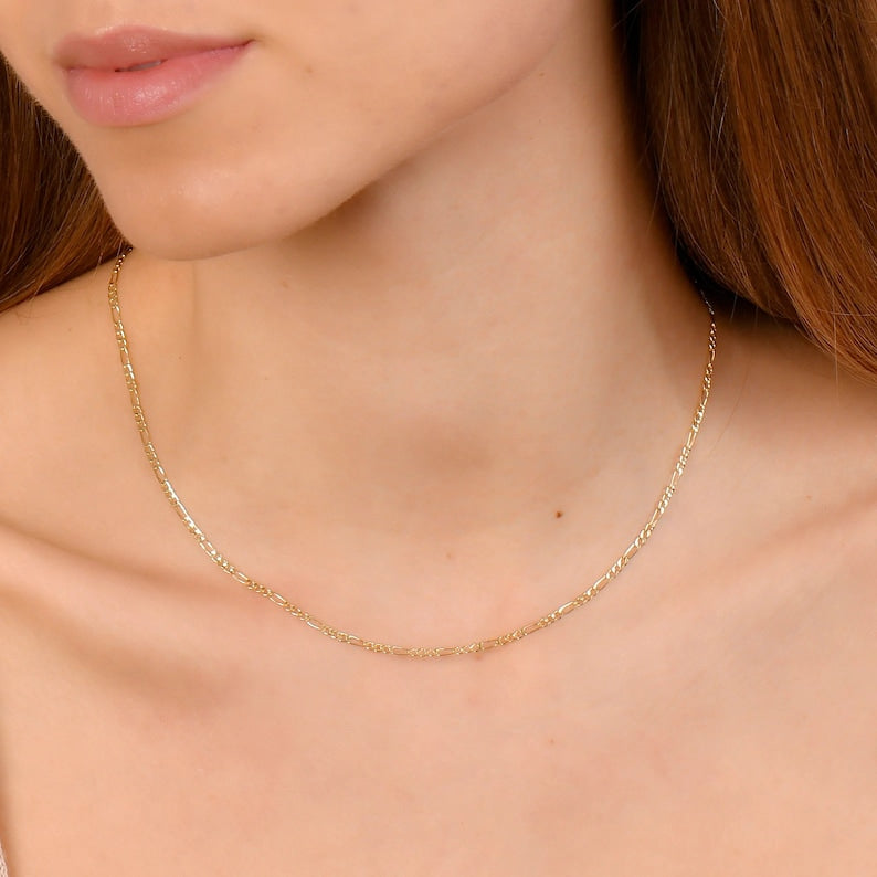 Figaro Chain Necklace | 14K Gold Figaro Chain | Varto Jewelry