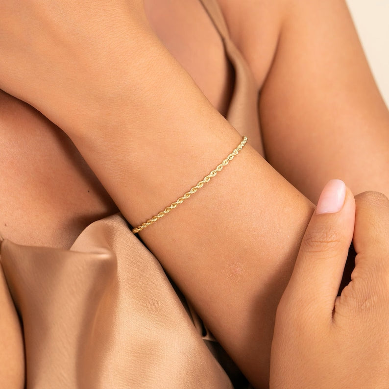 Gold Rope Bracelet | 14K Gold Rope Chain Bracelet | Varto Jewelry
