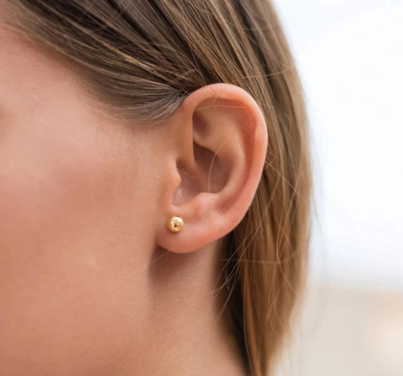 Gold Ball Stud Earrings | 14K Gold Ball Earring Studs | Varto Jewelry
