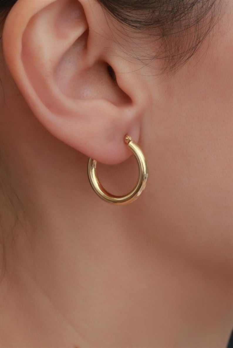 Real Gold Hoop Earrings | 14K Gold Thick Hoops | Varto Jewelry