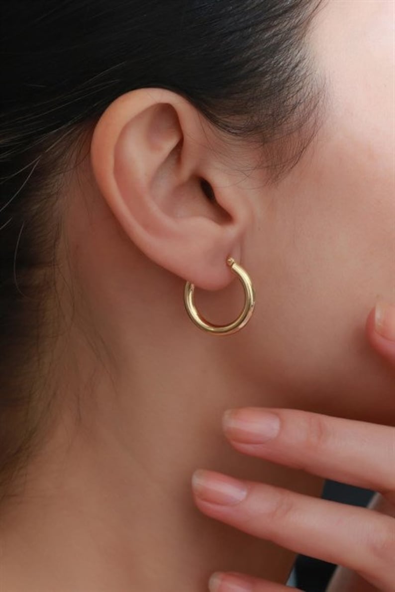 Real Gold Hoop Earrings | 14K Gold Thick Hoops | Varto Jewelry
