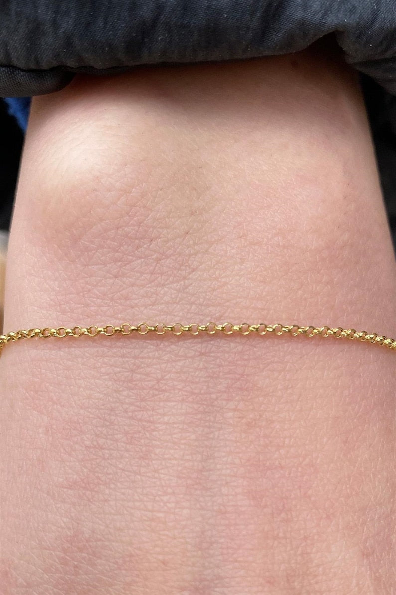 14k Gold Rolo Chain Bracelet | Diamond Cut Bracelet | Varto Jewelry