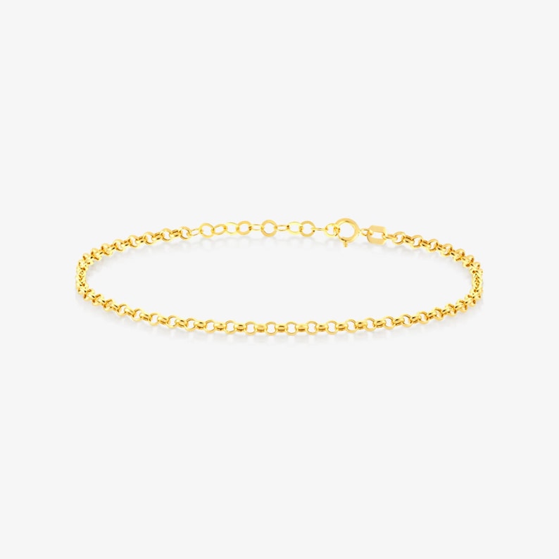 14k Gold Rolo Chain Bracelet | Diamond Cut Bracelet | Varto Jewelry