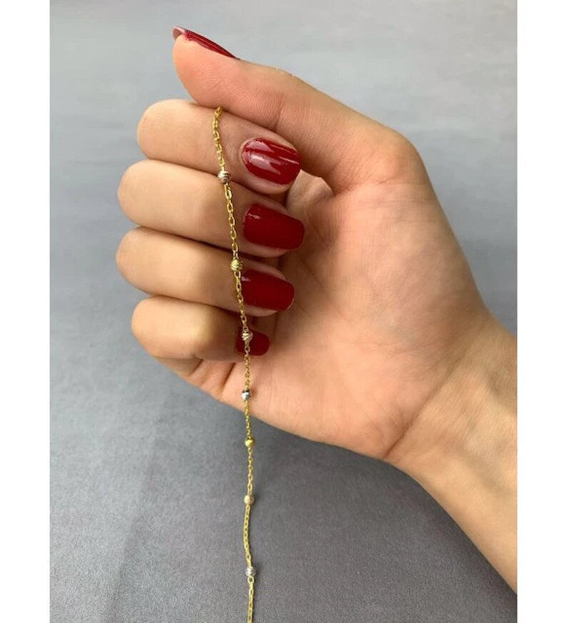 Gold Bead Bracelet | 14K Solid Gold Bead Bracelet | Varto Jewelry