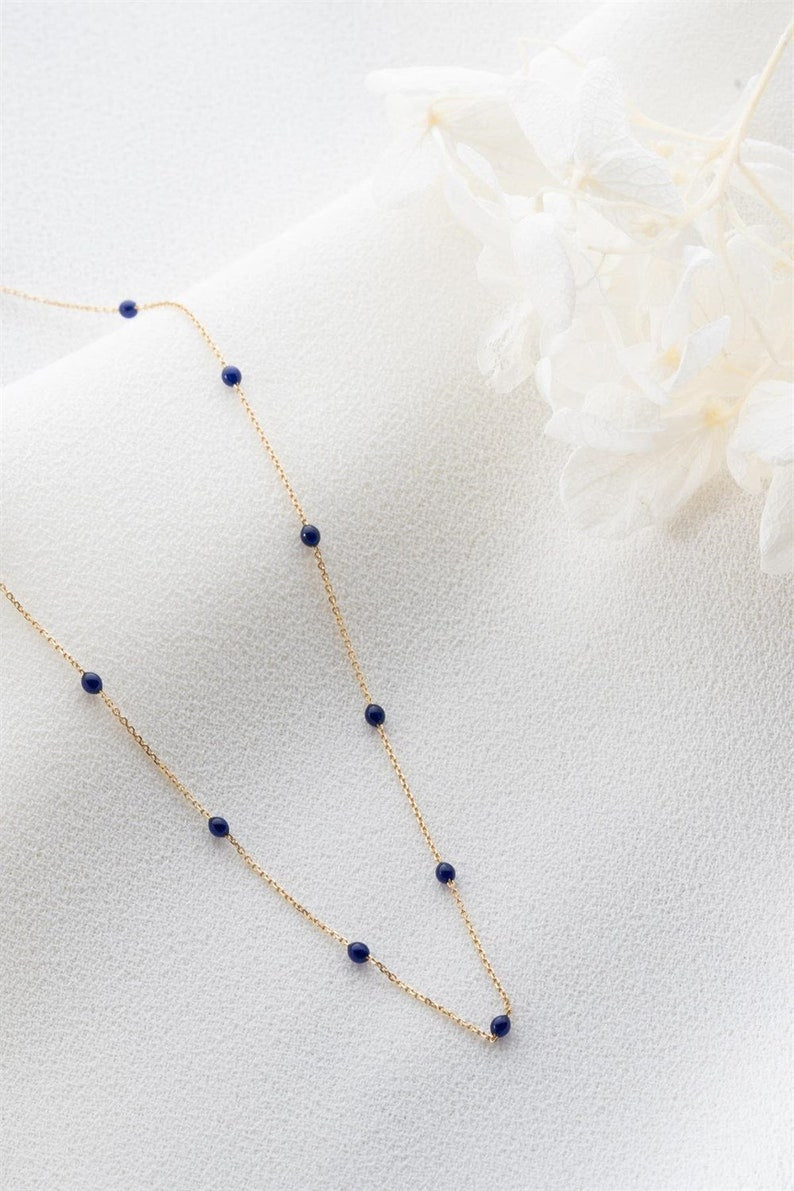 Thin Gold Necklace Chain | 14K Gold Bead Necklace | Varto Jewelry