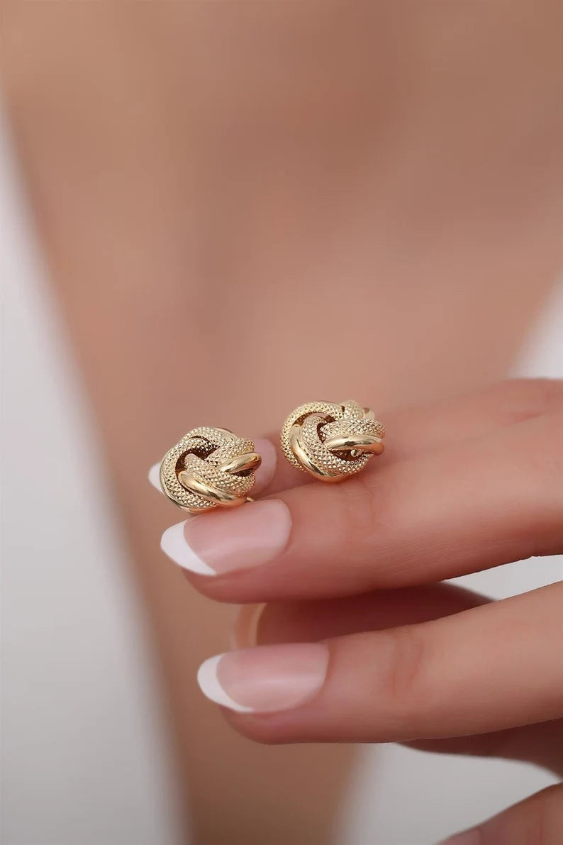 Gold Stud Earrings For Women | Gold Pushback Earrings | Varto Jewelry