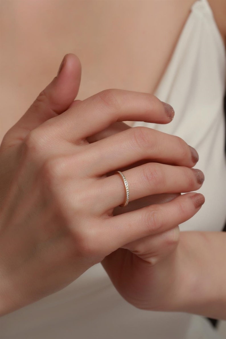 Bridal Wedding Ring | 14K Gold Round CZ Wedding Ring | Varto Jewelry