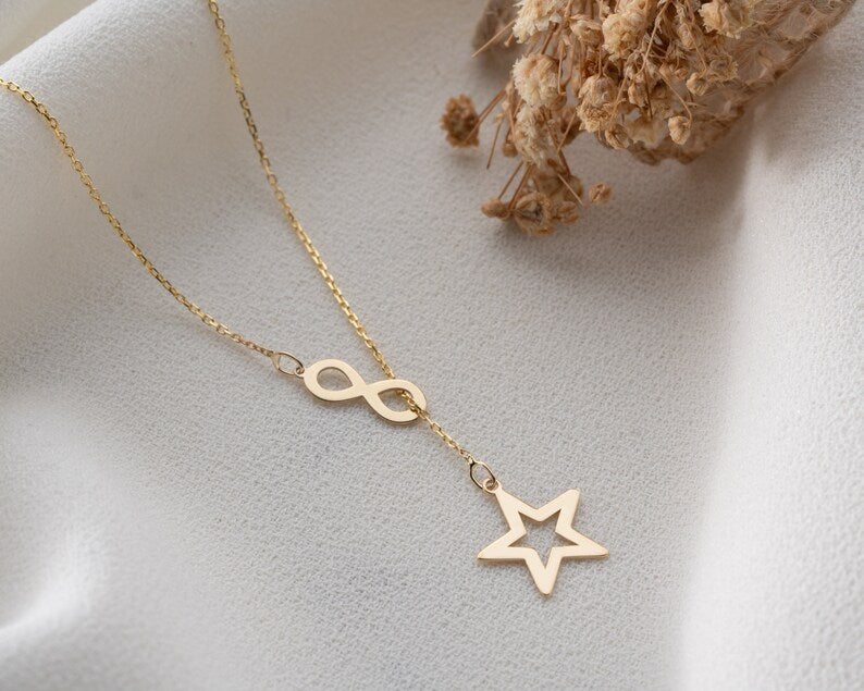 Star Pendant Necklace | Gold Infinity Star Necklace | Varto Jewelry