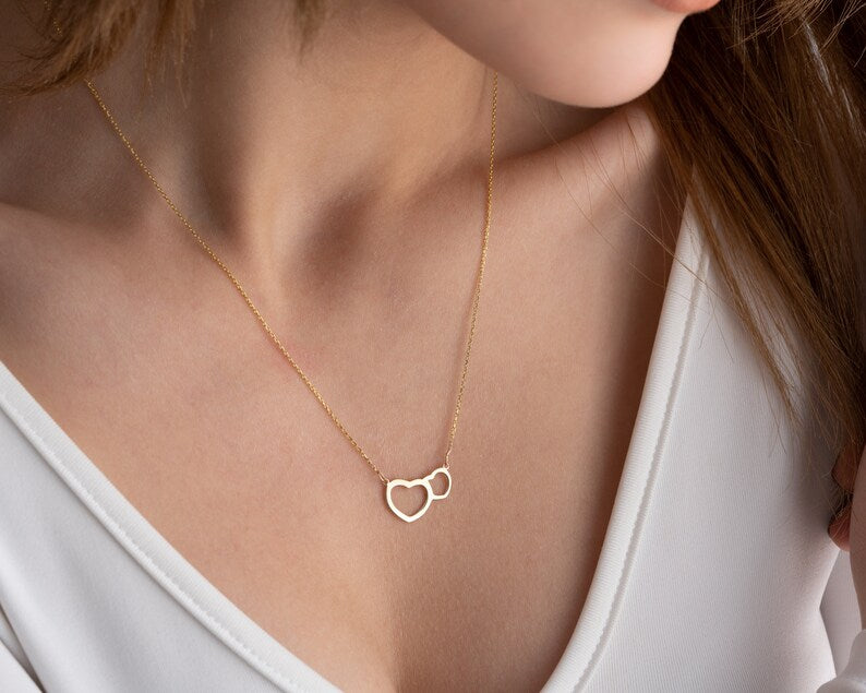 Double Heart Necklace | 14K Gold Necklace for Women | Varto Jewelry
